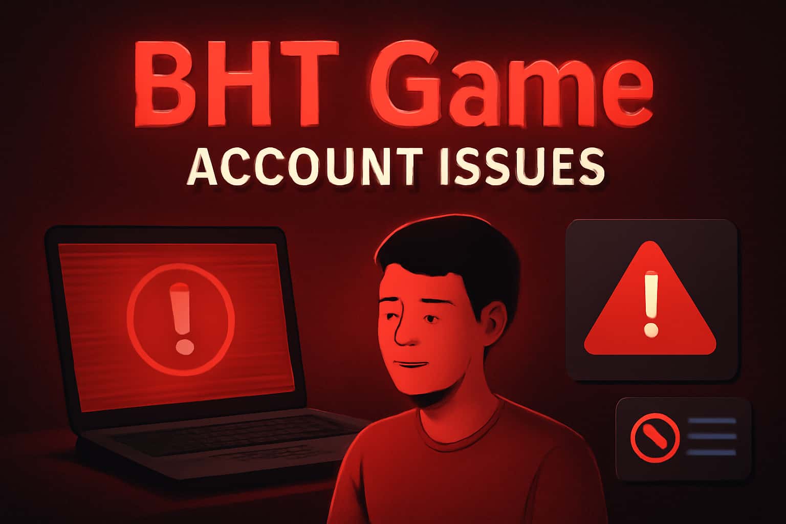 An informative display regarding BHT Game Account Issues.