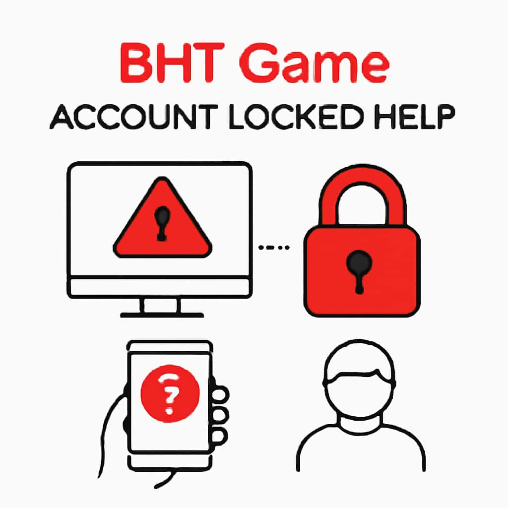 Illustration of the steps to take when a BHT Game account is locked.