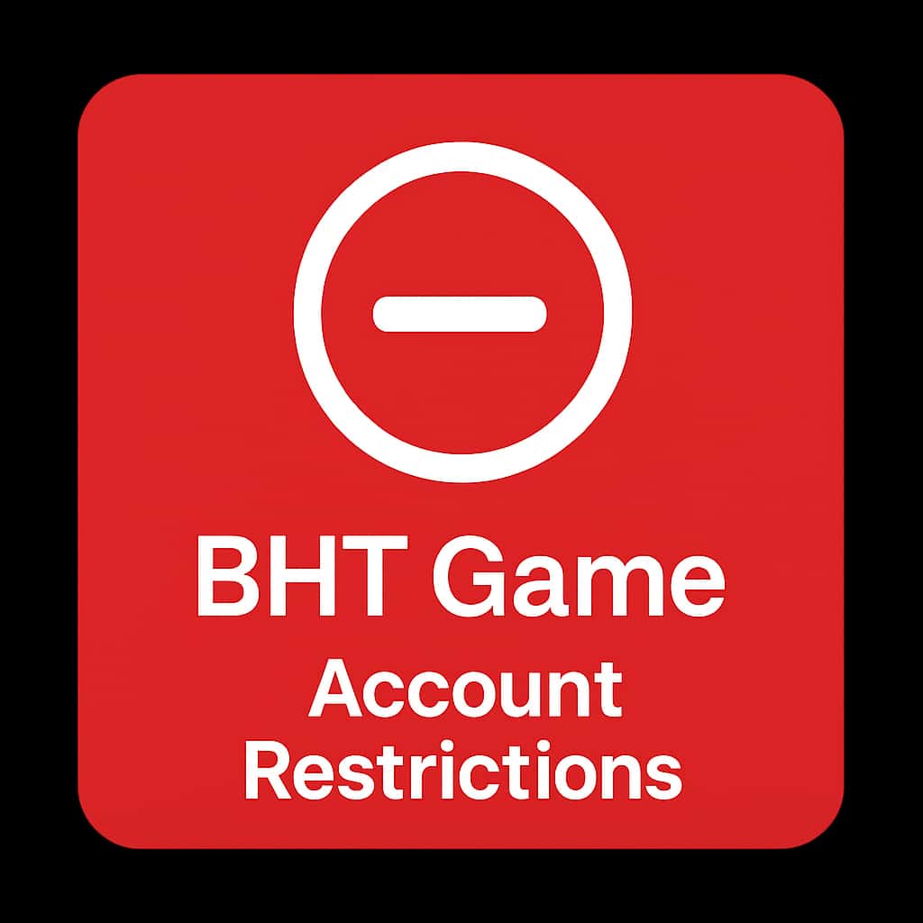 An informative badge representing BHT Game Account Restrictions.