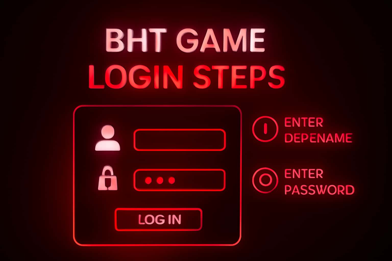 An informative illustration representing the BHT Game login process.