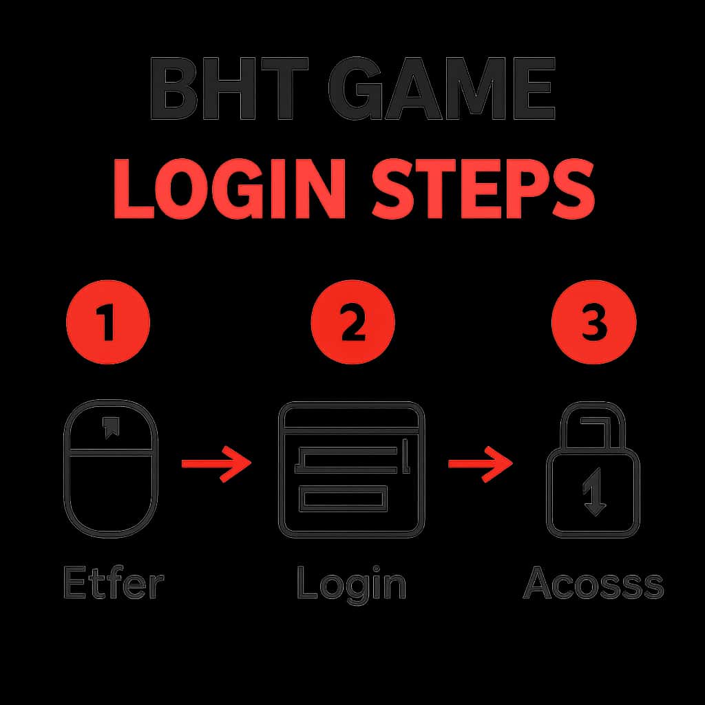 An educational diagram outlining the BHT Game login steps.