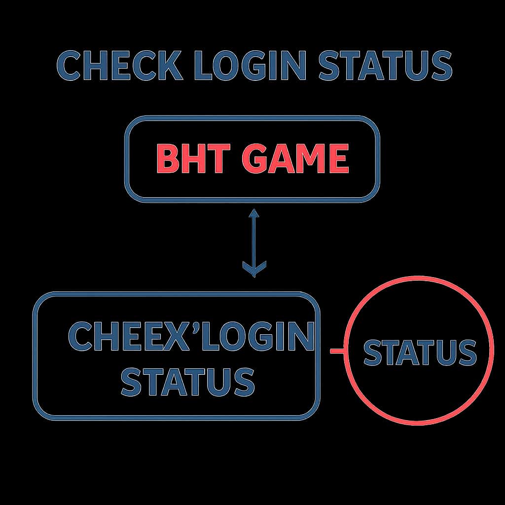 Diagram illustrating BHT Game login status verification.