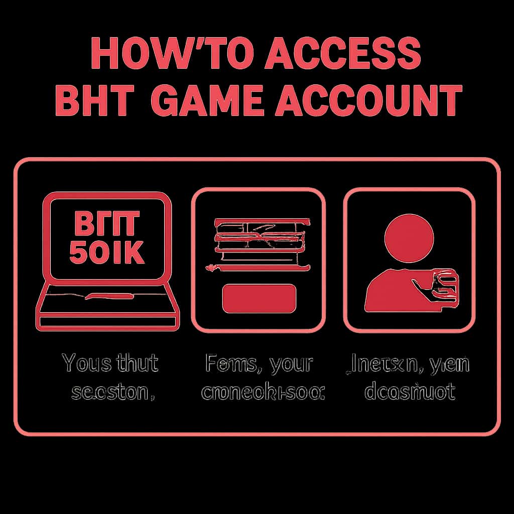 Illustration showing steps to access BHT Game account.