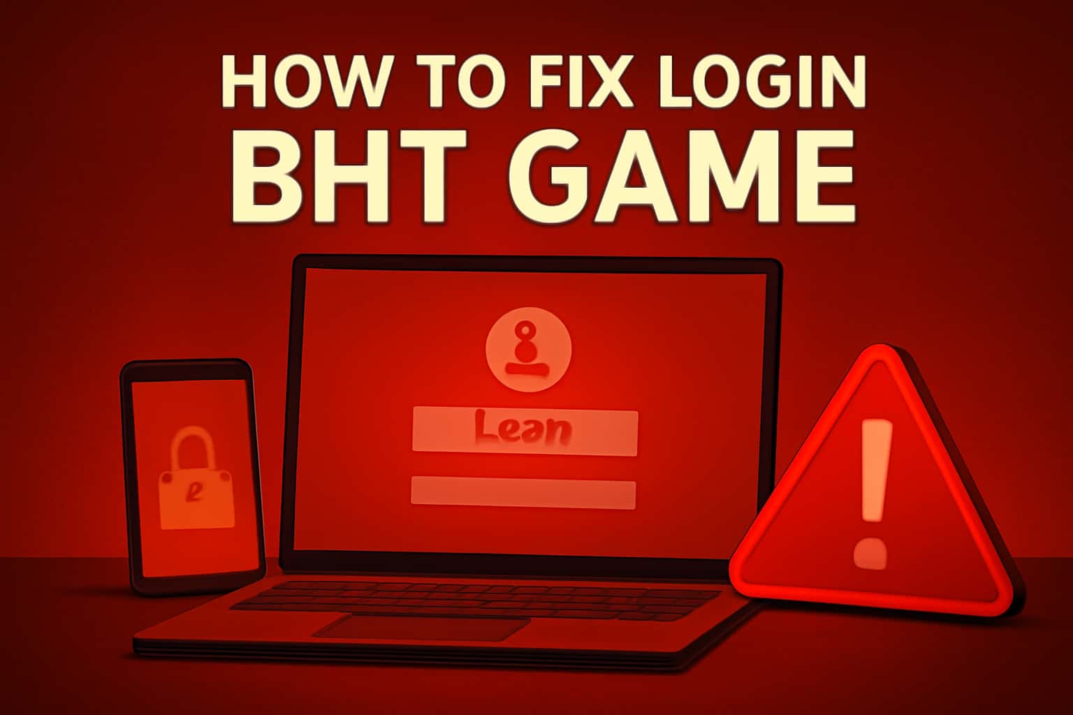 A futuristic digital interface illustrating login troubleshooting for BHT Game.