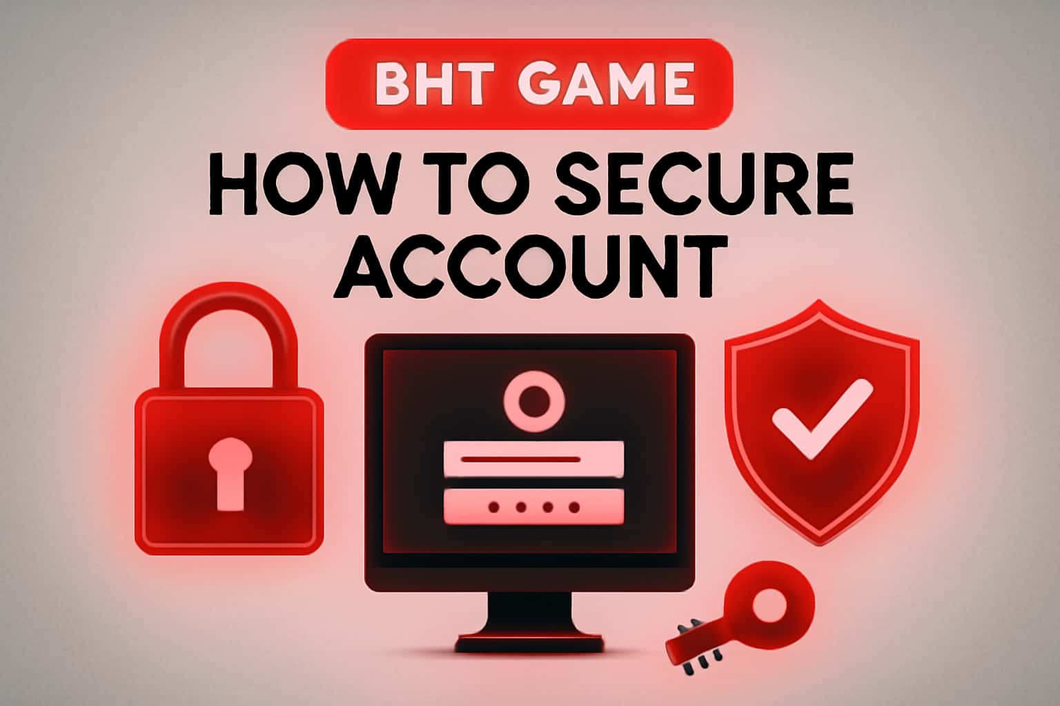 An informational graphic illustrating how to secure a BHT Game account.